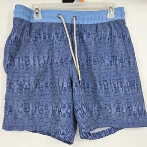 Fair Harbor Swim Trunks Mens Medium Board Shorts Blue Waves Lined Outdoor Summer